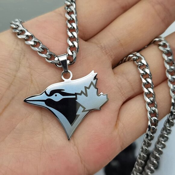 Toronto Blue Jays Necklace - Silver Plated 5mm Cuban - 22" Chain - MLB Baseball - Picture 3 of 4